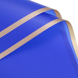 sourcing map Gold Edge Flower Wrapping Paper Navy Blue 22.8x22.8 Inch Waterproof for Florist Bouquet Supplies, DIY Crafts, Gift/Gift Box Packaging Pack of 20