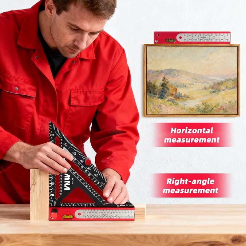 6-in-1 Carpenter Square 7 inch (1/8" Precision) Rafter Square Multi-Purpose