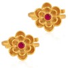 Aheli Gold Plated Rani Pink Synthetic Stone Studded Floral Adjustable