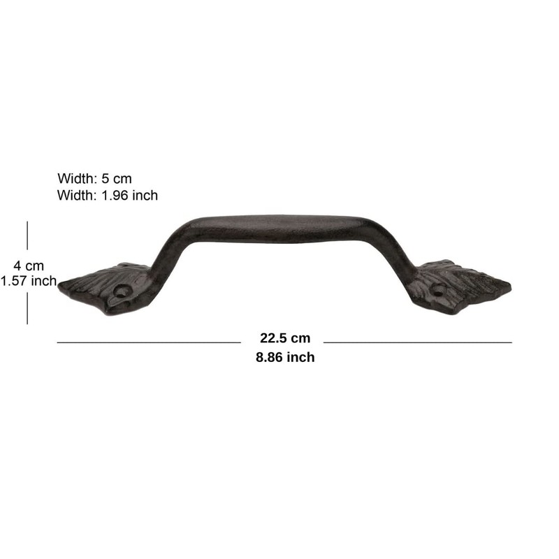 Door Handle - Drawer Pull - 22.5cm Black Cast Iron