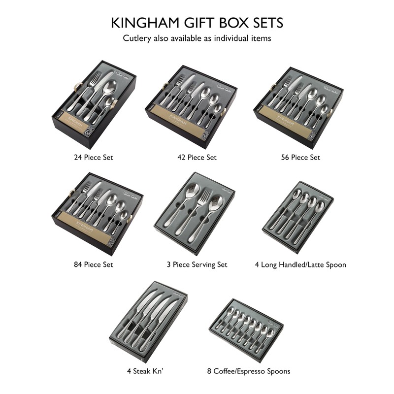 Robert Welch Kingham Bright Cutlery Coffee/Espresso Spoon, Set of 8.