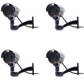Digicharge Dummy CCTV Camera Outdoor Indoor Fake CCTV Security Imitation Surveillance Cam Flashing LED (4PCS, 4PCS)
