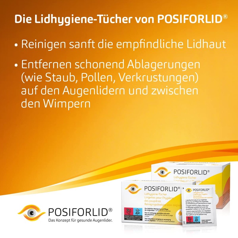 POSIFORLID® 50 x Eyelid Sanitary Wipes Pre Moistened Sterile Wipes