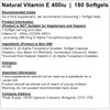 Natural Vitamin E 400iu - Antioxidants - Non-GM (180 Softgels)