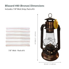 Light of Mine - Dietz #80 Blizzard Oil Lantern with 7/8" Replacement Wick Strips (Bronze)