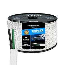 18 Gauge 3 Conductor Marine Wire - 200 ft Triplex Flat Marine Grade Wire Tinned Copper Oxygen-Free Insulated - 18/3 AWG UL 1426 Standard PVC Wire for Boat, Automotive, Speakers, Camper & Trailers