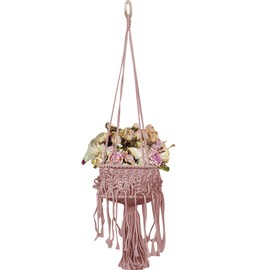 Kelendle Macrame Plant Hangers with Tassels Indoor Hanging Planters Basket Handmade Cotton Rope Flower Pots Holder Stand Boho Home Decor Outdoor Decorations Round Pink