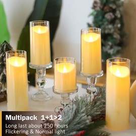 MUMCHASI Ivory LED Flameless Pillar Candles Battery Operated with Remote and Timer, LED Candles Set of 5 (D 3"×H 4" 5" 6" 8" 8") Plexiglass Flickering Candles Christmas Candles