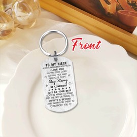 DEGASKEN My Niece Keyring from Uncle - I Love You Niece, Call Your Uncle - Meaningful Christmas Valentines Graduation Gifts for Girls Women, Metal Engraved