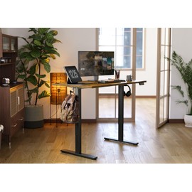 Seang Standing Desk with Adjustable Height, 40x24 Inch Electric Stand Up Desk for Home Office, Studio, Computer Workstation, Rustic Brown Top