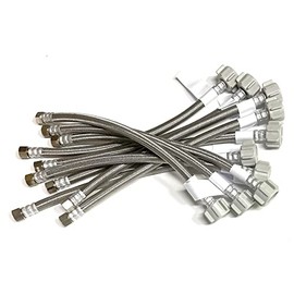 Toilet Water Supply Connector Line Braided Stainless Steel, Toilet Supply Line - 3/8 Female Compression Thread x 7/8 Female Ballcock Thread (10, 16 inch)