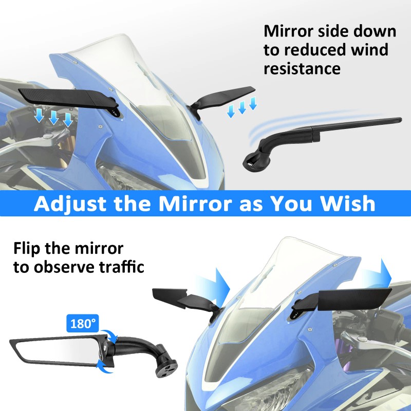 XM Floding Stealth Rear View Wind Wing Mirrors Black For