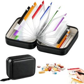 Waterproof Pill Pouch Set, Pill Organizer Binder with 14 Color-Coded Removable Bags, A8 Waterproof Pill Pouches with Crush-Resistant Shell for Travel, Portable Reusable Binder Design (Black)
