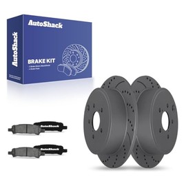 AutoShack Rear Drilled & Slotted Brake Rotors Ceramic Brake Pads | Replacement For 2010 Subaru Legacy 2.5L AWD | Black Coated | 6-PC Brake Kit | BlackShield