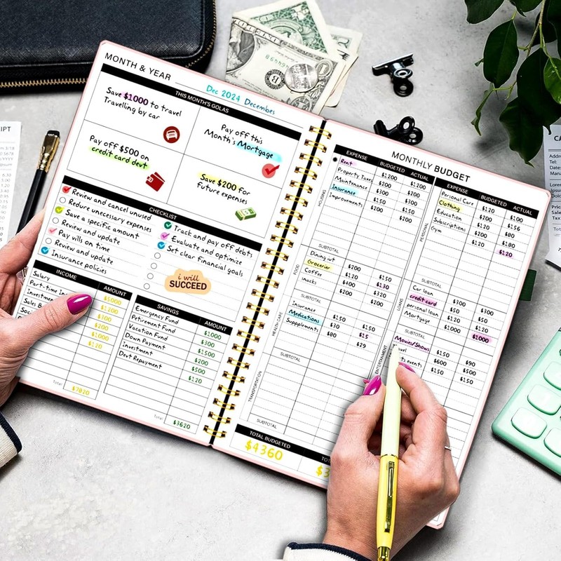 Undated Budget Planner with Tag Stickers, A5 Monthly Budget Planner