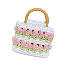 Woven Handbag DIY Kit Flower Style Bright Colors Cute Eye Catching Handbag DIY Tool Kit for Friends Family Type 2