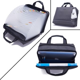 Heavy Duty Accordian File OrganizerwithHandle&Combination Lock,26 Pockets Expanding File Folder, Portable Document Organizer Accordion File Keeper for Letter Size / A4 File (Grey)