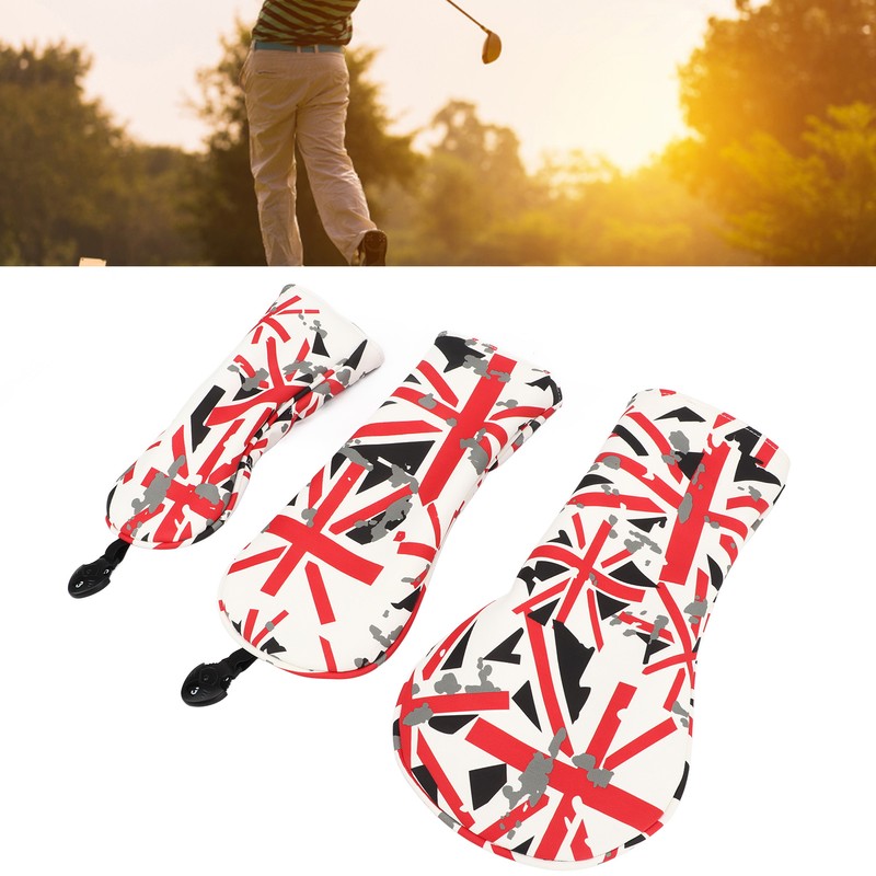 3Pcs Golf Club Head Cover Oxford Cloth British Flag Golf