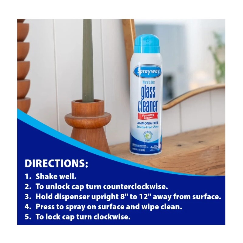 Sprayway Glass Cleaner, 19 fl oz, Ammonia-Free, Streak-Free Foaming Action