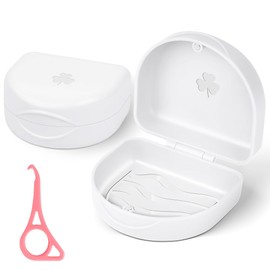 OFFCUP Braces Box with Aligner Removal Tool Clip Box Portable Dento Box Denture Box Braces Box Rail Box Tooth Rail Box White