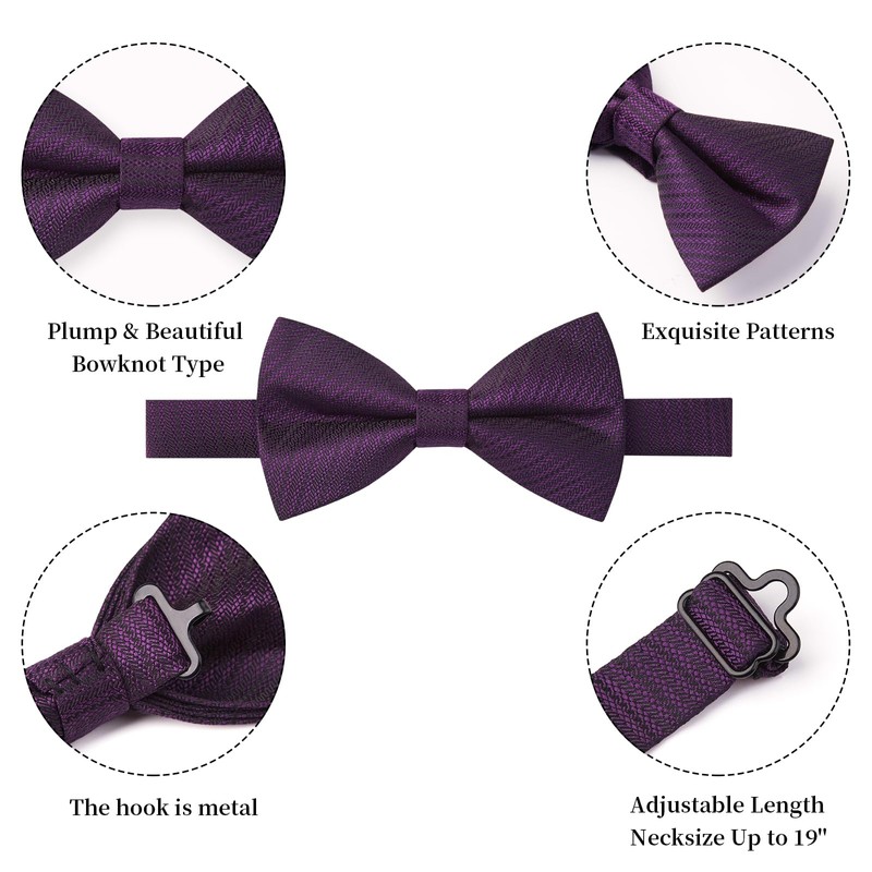 Enlision Bow Tie for Men Plain Bow Tie with Pocket