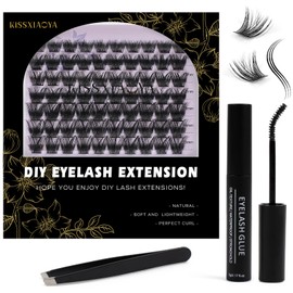 KISSXIAOYA Cluster Eyelash Extension, Lashes, Eyelash Curler, Eyelash Seal, Tweezers, DIY Customised Eyelashes (Mix 9-15 mm, FD20)