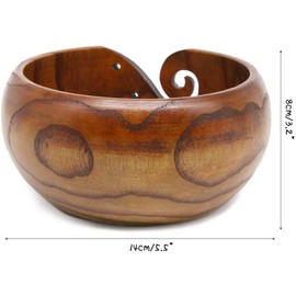Handmade Wooden Yarn Bowl Round Shape 5.5×3.2 inch Wool Holder Organizer for Knitting Crochet