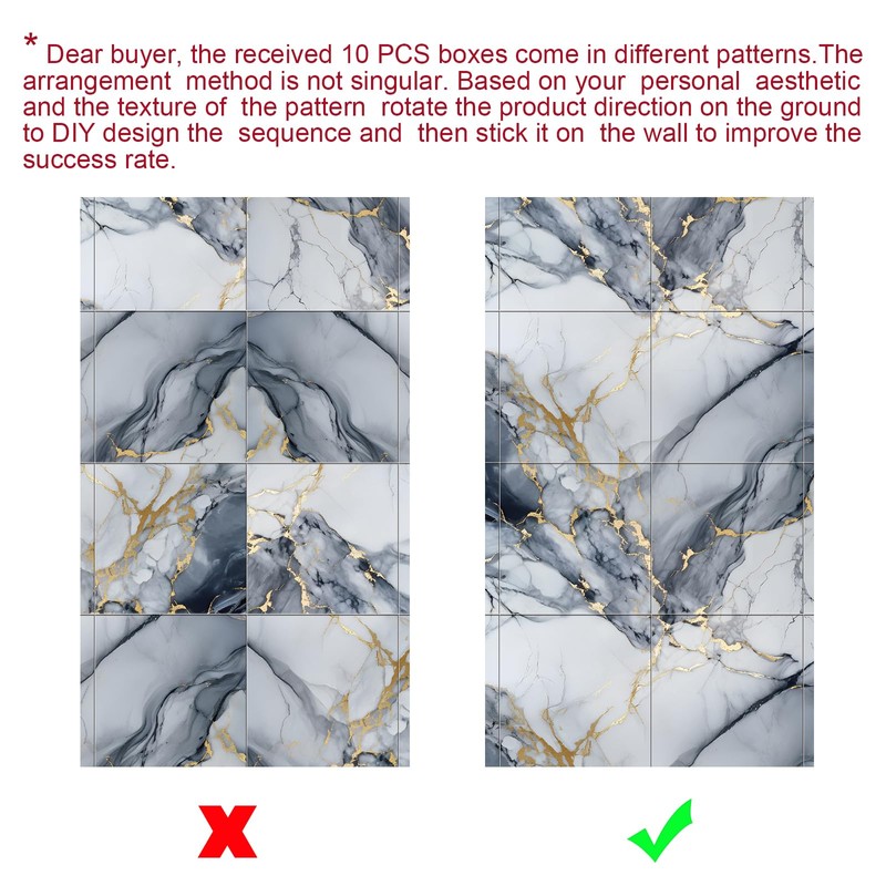 Chejiaye Thick 22pcs Marble Peel and Stick Backsplash Surface Waterproof