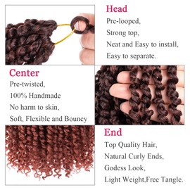 Leeven Ombre Red Pre-Twisted Passion Twist Crochet Hair 10 Inch T350#