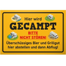 DankeDir! Hier wird gecamped - Sign 30 x 20 cm - Funny Camping Decoration - Saying Sign for Camping Fans - Gift Idea for Campers - Funny Saying Wall Decoration Door Sign for Motorhome & Caravan