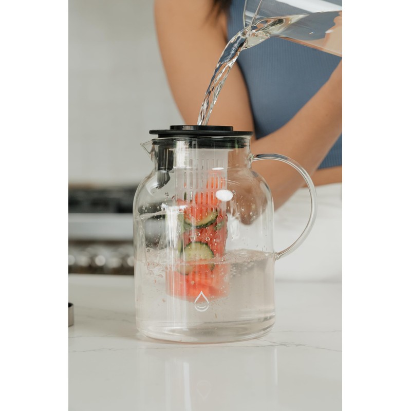 Infusion Pro Glass Fruit Infuser Water Pitcher, Heat Resistant for