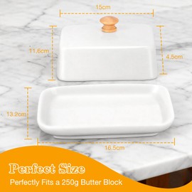 VINATO Burriera Ceramica per 250g, Burriera Porcellana con Coperchio e Manico Portaburro Ermetico per Burro Portaburro da Frigo, Lavabile in Lavastoviglie