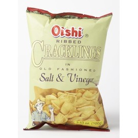 Oishi Ribbed Cracklings Salt and Vinegar 3.53 Oz 100g