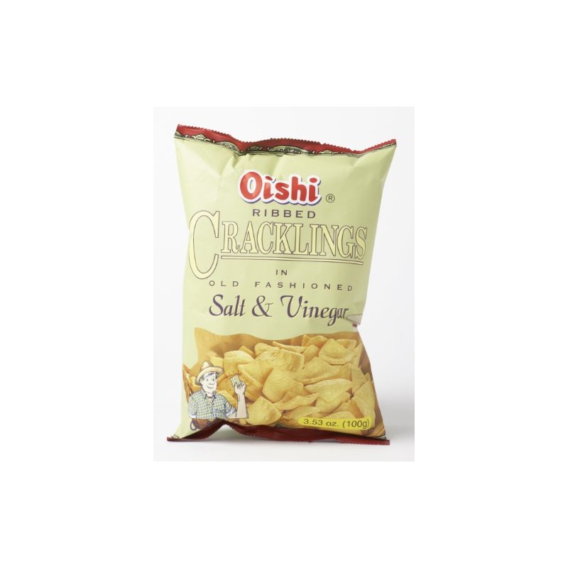 Oishi Ribbed Cracklings Salt and Vinegar 3.53 Oz 100g