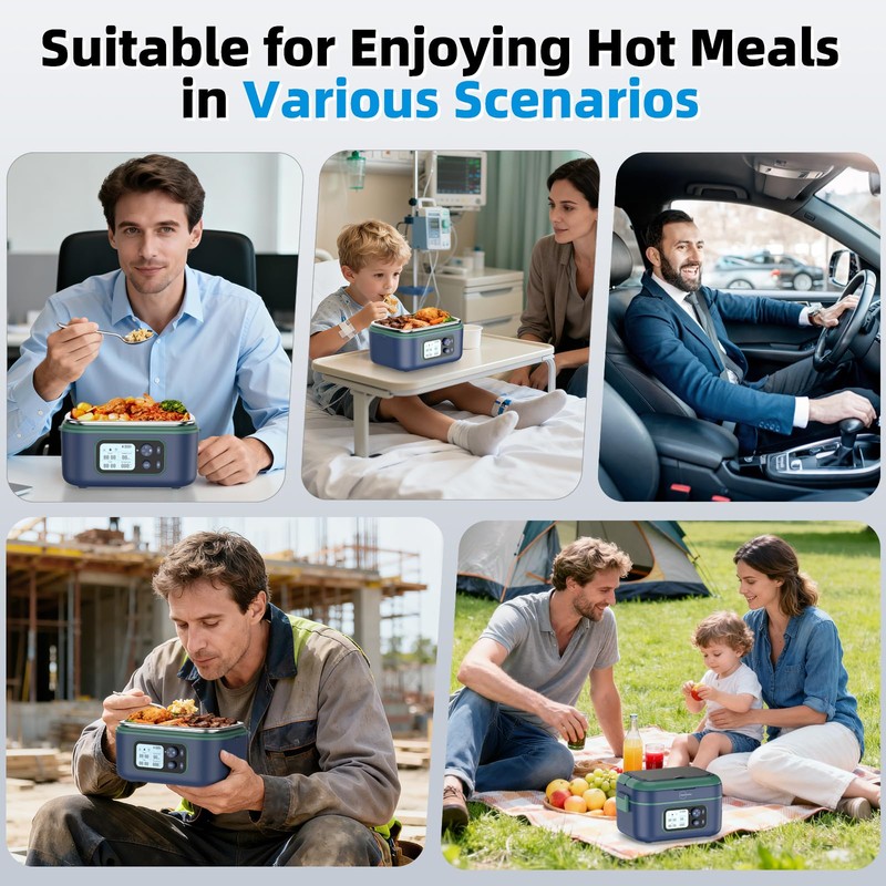 Qtyatvmoto Cordless Electric Lunch Box, 100W Rechargeable Heated Lunch Box