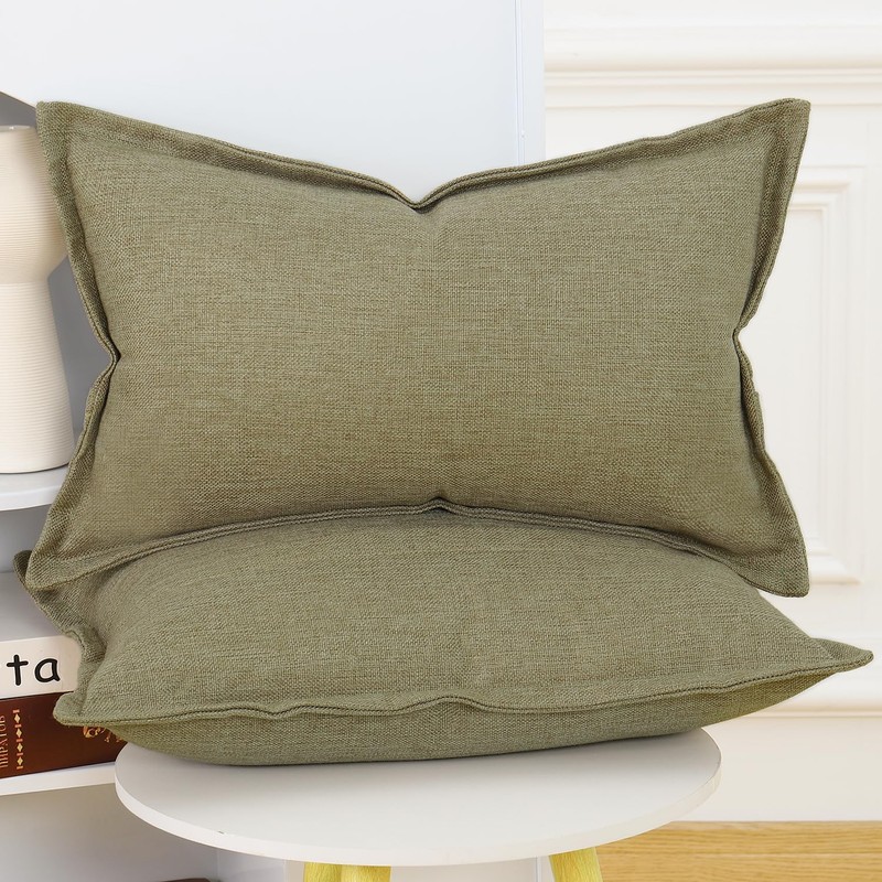 Madizz Set of 2 Linen Cushion Covers with Wide Edge,