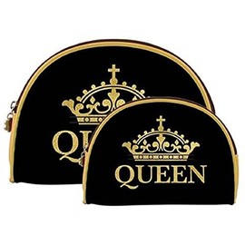 African American Expressions - Mothers Day Gifts for Mom, Set of 2 Makeup Bags, Queen Cosmetic Duo, 9 x 6.5/7.5 x 5 Inches, COS-10