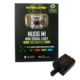 EdisonBright Nitecore NU06 MI IR Infrared Red Green Blue 4 Color USB-C Rechargeable Signal and Safety Light, MOLLE & Hook-and-Loop Compatible wuth charging cable