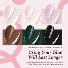 SXVME Uñas postizas rosa polvoriento, uñas postizas cortas ovaladas y redondas en rosa natural, uñas postizas cortas con pegamento y almendra, uñas po