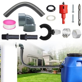 Rain Butt Connection Set, Rainwater Collector for Downpipes 70-100 mm, Rain Butt Connector Set, Downpipe Rain Collector with Mounting Accessories, Speedy Rain Butt Connection Downpipe