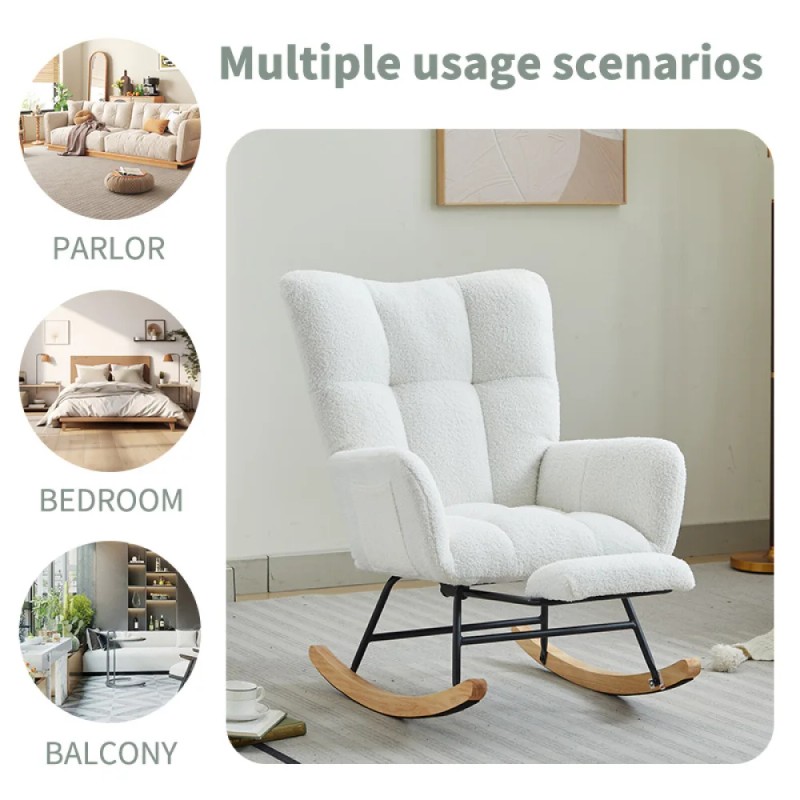 Modern Nursery Rocking Chair, Upholstered Glider Chair with High Backrest,