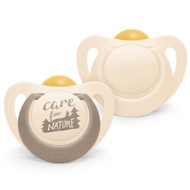NUK for Nature Baby Dummy | 18-36 Months | Sustainable Rubber Soothers | Over 98% Natural Raw Materials | Off-White | 2 Count