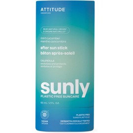 Attitude After Sun Care Stick, Verificado Por Ewg, Sin Plástico, Suaviza E Hidrata, Fórmula Vegana Y A Base De Minerales, Menta Y Pepino, 2 Fl Oz 2,11 Onzas (Paquete De 1)