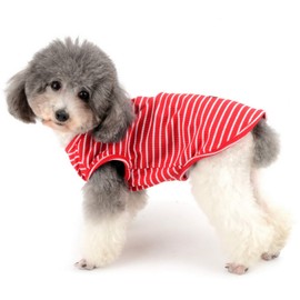 Zunea Dog Shirt for Small Dogs Cats Pet Striped T Shirt Summer Cool Vest Puppy Basic Tank Top Soft Breathable Chihuahua Clothes for Doggy Girl Boy Red XXL