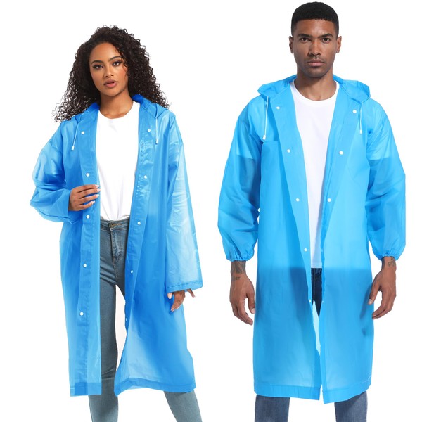 Rain Ponchos for Adults Raincoats (2 PACK)– Reusable Rain Jackets
