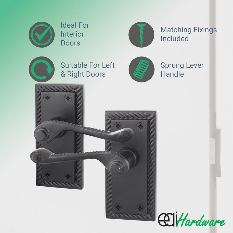 EAI Matt Black Georgian Scroll Door Handles - 1 Pair