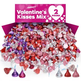Valentine’s Day Kisses Variety Mix - 2 Pound Bulk Individually Wrapped Assorted Chocolates Candies, Valentine Milk Chocolate Candy for Parties, Gift Bags, Classroom Exchange & Celebrations