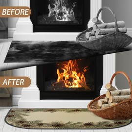 Demissle Fireplace Hearth Rug Fireplace Mats Cabin Southwestern Fireproof Fireplace Rug Fire Resistant Mat for Wood Stove Floor for Kitchen Indoor Outdoor(24 x 59 Inch,Pine Cones)