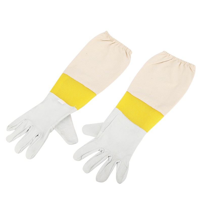 Pair of Beekeeping Protective Gloves with Long Mesh Sleeve Unisex