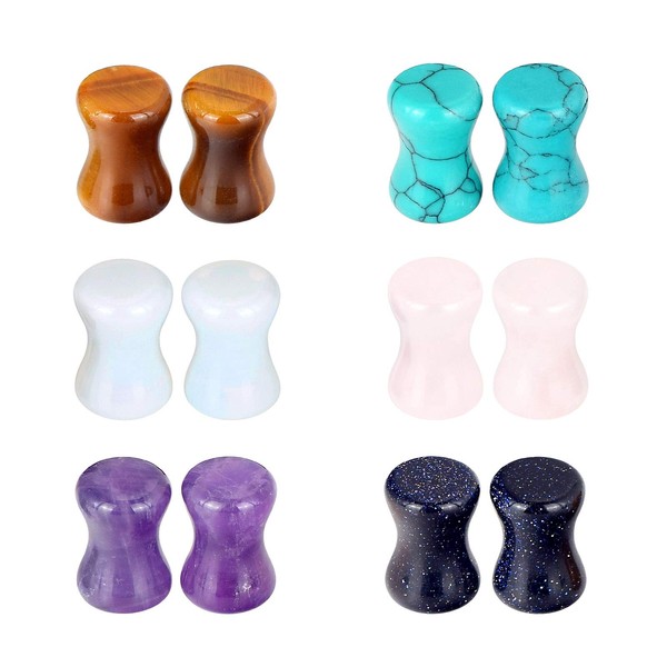 Oyaface 12 Pcs Stone Ear Plugs Gauges Set Double Flared